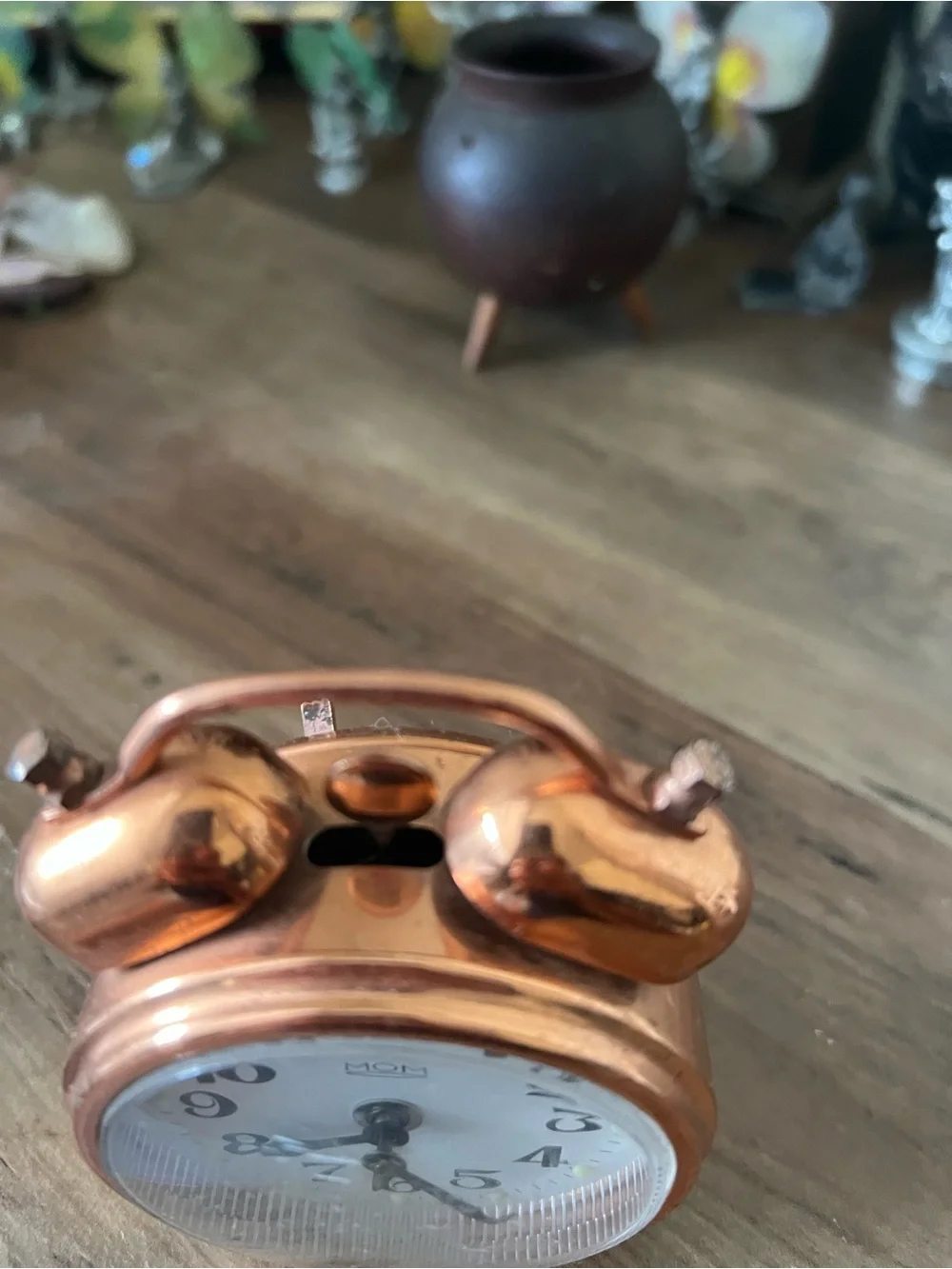 Copper-Tone Twin Bell Wall Clock Accent